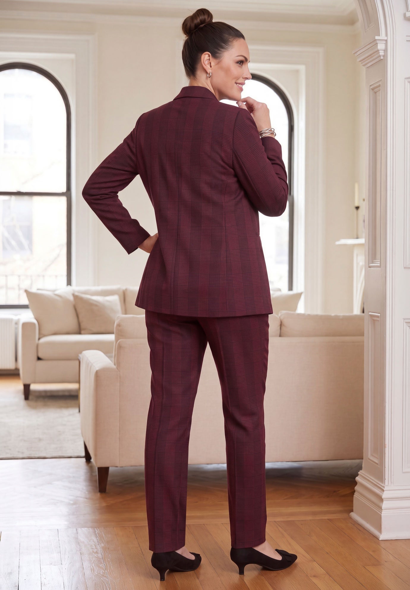 Double-Breasted Stretch Crepe Pantsuit image number 1