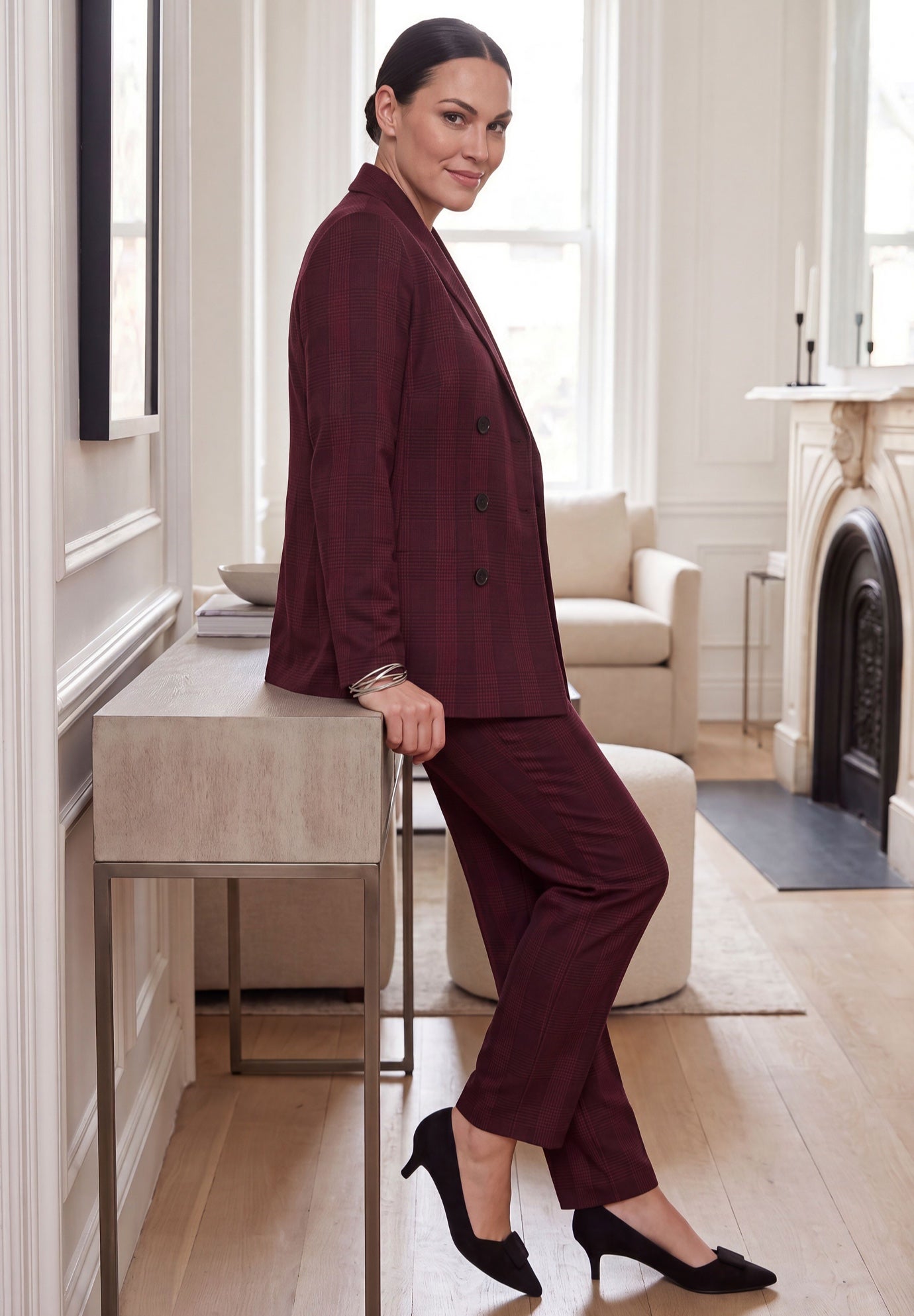 Double-Breasted Stretch Crepe Pantsuit image number 2