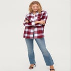 Plaid Button-Front Flannel Tunic image number null