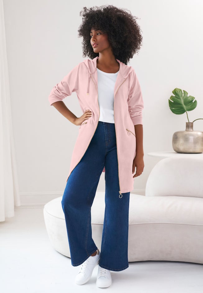 French Terry Zip-Front Hoodie With Zip Pockets image number 0