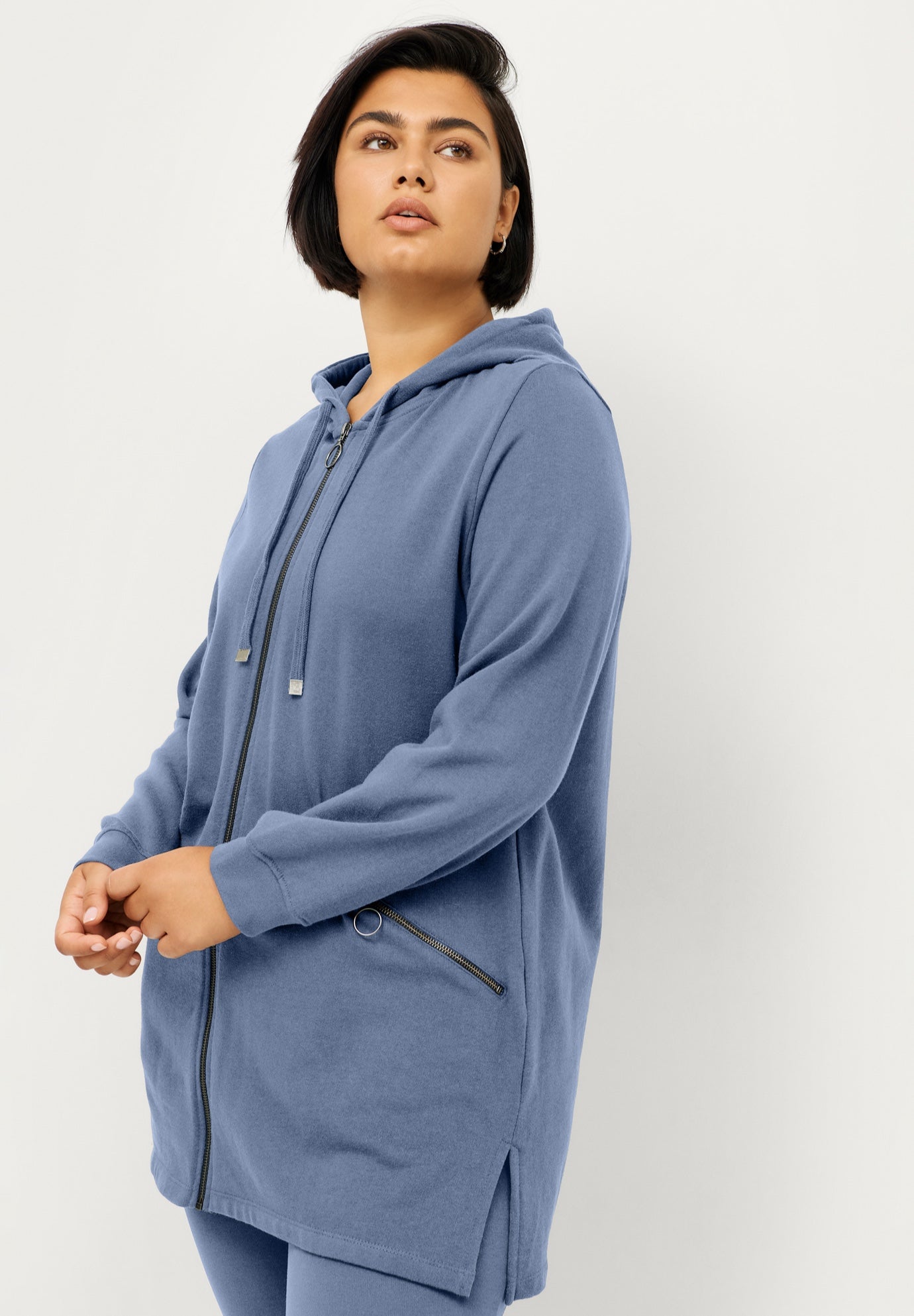 French Terry Zip-Front Hoodie With Zip Pockets image number 0