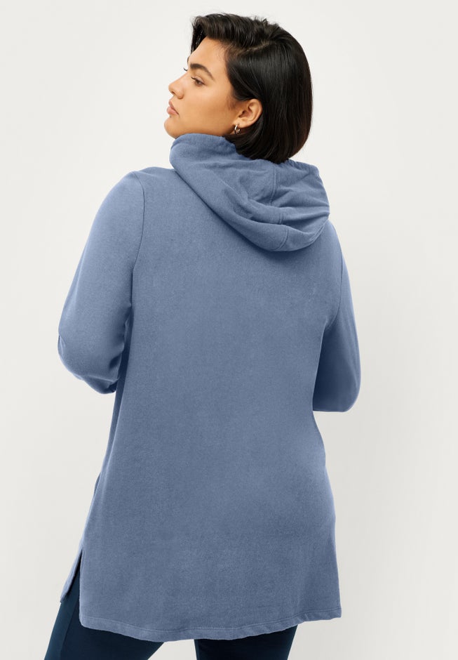 French Terry Zip-Front Hoodie With Zip Pockets image number 3