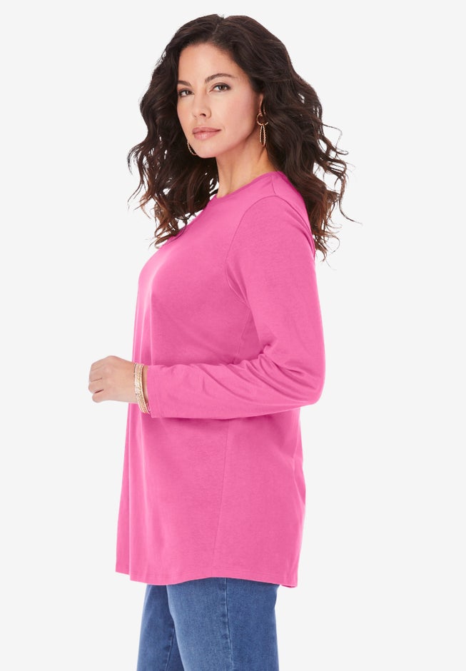 Plus Size Ultimate Cotton Crewneck Long Sleeve Tee image number 1