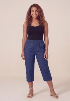 Stretch Knit Waist Cargo Capri