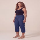 Stretch Knit Waist Cargo Capri image number 1