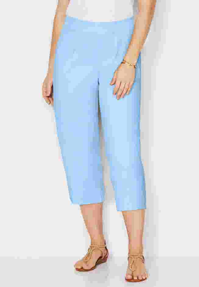 Stretch Knit Waist Cargo Capri image number 0