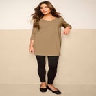 Plus Size Cotton Ultimate Long Sleeve V-Neck Tunic image number null