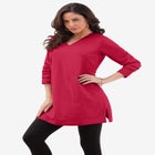 Plus Size Cotton Ultimate Long Sleeve V-Neck Tunic image number null