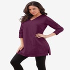 Plus Size Cotton Ultimate Long Sleeve V-Neck Tunic image number null