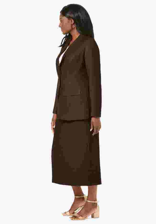 2-Piece Stretch Crepe Single-Breasted Skirt Suit image number 3