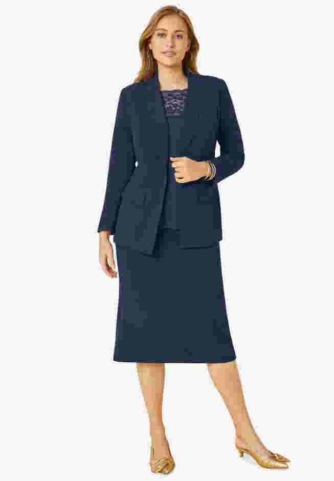 2-Piece Stretch Crepe Single-Breasted Skirt Suit image number 0