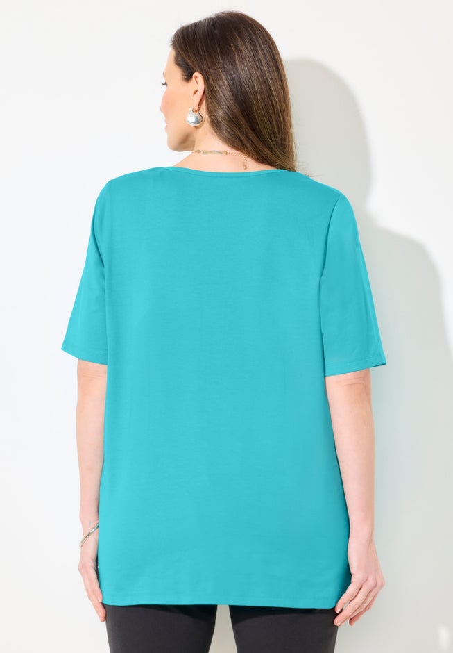 Suprema® Embroidered Scoopneck Tee image number 1