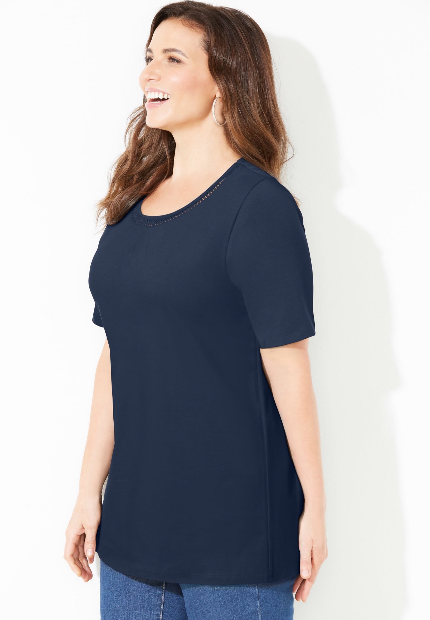 Suprema® Embroidered Scoopneck Tee image number 2