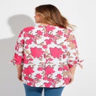 Georgette Buttonfront Tie Sleeve Cafe Blouse image number 1