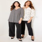 Georgette Buttonfront Tie Sleeve Cafe Blouse image number null