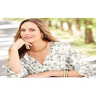 Georgette Buttonfront Tie Sleeve Cafe Blouse image number null