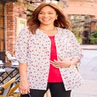 Georgette Buttonfront Tie Sleeve Cafe Blouse image number null