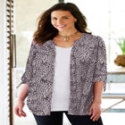 Georgette Buttonfront Tie Sleeve Cafe Blouse image number 1