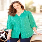 Georgette Buttonfront Tie Sleeve Cafe Blouse image number null