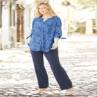 Georgette Buttonfront Tie Sleeve Cafe Blouse image number 4