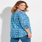 Georgette Buttonfront Tie Sleeve Cafe Blouse image number null