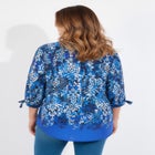 Georgette Buttonfront Tie Sleeve Cafe Blouse image number null