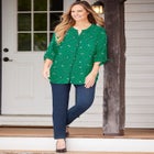 Georgette Buttonfront Tie Sleeve Cafe Blouse image number null