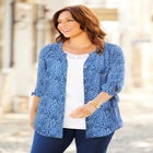 Georgette Buttonfront Tie Sleeve Cafe Blouse image number null