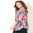 Georgette Buttonfront Tie Sleeve Cafe Blouse image number null