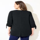 Georgette Buttonfront Tie Sleeve Cafe Blouse image number null