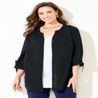 Georgette Buttonfront Tie Sleeve Cafe Blouse image number null