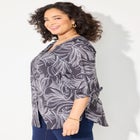 Georgette Buttonfront Tie Sleeve Cafe Blouse image number null