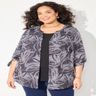 Georgette Buttonfront Tie Sleeve Cafe Blouse image number null