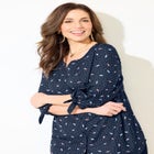 Georgette Buttonfront Tie Sleeve Cafe Blouse image number null