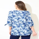 Georgette Buttonfront Tie Sleeve Cafe Blouse image number null