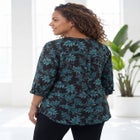 Georgette Buttonfront Tie Sleeve Cafe Blouse image number 1