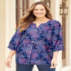 Georgette Buttonfront Tie Sleeve Cafe Blouse image number null