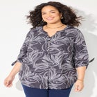 Georgette Buttonfront Tie Sleeve Cafe Blouse image number null