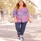 Georgette Buttonfront Tie Sleeve Cafe Blouse image number null