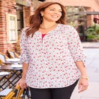 Georgette Buttonfront Tie Sleeve Cafe Blouse image number null