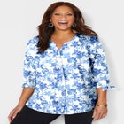 Georgette Buttonfront Tie Sleeve Cafe Blouse image number null