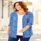 Georgette Buttonfront Tie Sleeve Cafe Blouse image number null