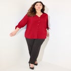Georgette Buttonfront Tie Sleeve Cafe Blouse image number 0