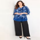 Georgette Buttonfront Tie Sleeve Cafe Blouse image number null