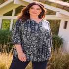 Georgette Buttonfront Tie Sleeve Cafe Blouse image number 0