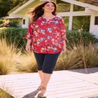 Georgette Buttonfront Tie Sleeve Cafe Blouse image number 0