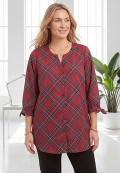 Georgette Buttonfront Tie Sleeve Cafe Blouse