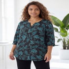 Georgette Buttonfront Tie Sleeve Cafe Blouse image number 0