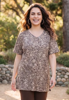 Easy Fit Short Sleeve V-Neck Tunic