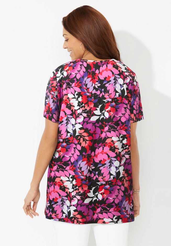 Easy Fit Short Sleeve V-Neck Tunic image number 1